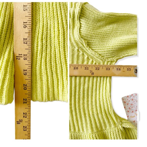 NWT Free People Cotton Blend Sweater,  Size M, Key Lime - Picture 14 of 14